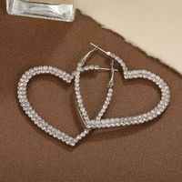 1 Pair Simple Style Classic Style Heart Shape Inlay Alloy Zircon Earrings main image 4