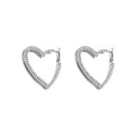 1 Pair Simple Style Classic Style Heart Shape Inlay Alloy Zircon Earrings main image 5