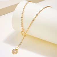 Simple Style Classic Style Heart Shape Alloy Inlay Rhinestones Women's Pendant Necklace main image 3