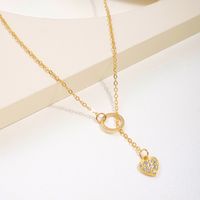 Simple Style Classic Style Heart Shape Alloy Inlay Rhinestones Women's Pendant Necklace main image 4