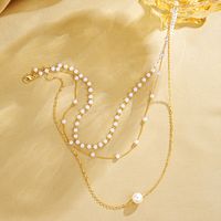 Simple Style Geometric Artificial Pearl Alloy Plating Women's Three Layer Necklace main image 5