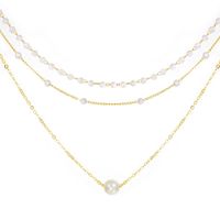 Simple Style Geometric Artificial Pearl Alloy Plating Women's Three Layer Necklace main image 6
