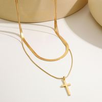 Simple Style Classic Style Cross Alloy Plating Gold Plated Women's Layered Necklaces main image 4