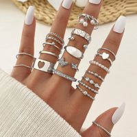 Simple Style Classic Style Insect Heart Shape Alloy Inlay Rhinestones Women's Rings main image 1