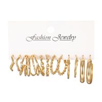 Wholesale Jewelry Simple Style Classic Style Geometric Alloy Gold Plated Irregular Plating Earrings main image 5