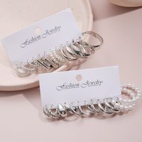Wholesale Jewelry Simple Style Classic Style Geometric Alloy Rhinestones Pearl Inlay Earrings main image 4