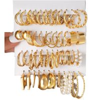 Wholesale Jewelry Simple Style Classic Style Geometric Alloy Gold Plated Plating Earrings main image 5