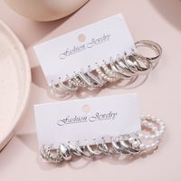 Wholesale Jewelry Simple Style Classic Style Geometric Alloy Rhinestones Pearl Inlay Earrings main image 5