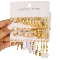 Wholesale Jewelry Simple Style Classic Style Geometric Alloy Rhinestones Pearl Inlay Earrings main image 5