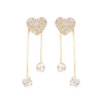 1 Pair Simple Style Heart Shape Inlay Alloy Zircon Drop Earrings main image 1