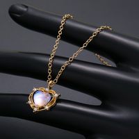 Simple Style Heart Shape Alloy Inlay Opal Women's Pendant Necklace main image 4