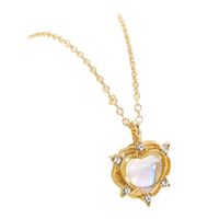 Simple Style Heart Shape Alloy Inlay Opal Women's Pendant Necklace main image 5