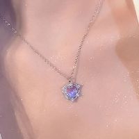 Simple Style Heart Shape Alloy Inlay Opal Women's Pendant Necklace sku image 2