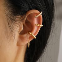 1 Set Simple Style Classic Style Solid Color Plating Alloy Gold Plated Earrings main image 4