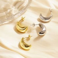 1 Paire Style Simple Style Classique Couleur Unie Placage Acier Inoxydable 304 Plaqué Or 18K Boucles D'Oreilles main image 7