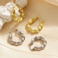 1 Pair Simple Style Commute Twist Plating 304 Stainless Steel 18K Gold Plated Earrings main image 1