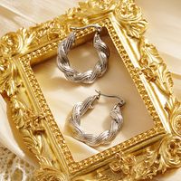 1 Pair Simple Style Commute Twist Plating 304 Stainless Steel 18K Gold Plated Earrings main image 3