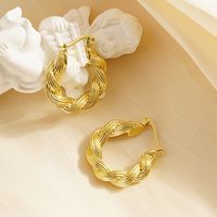 1 Pair Simple Style Commute Twist Plating 304 Stainless Steel 18K Gold Plated Earrings main image 4