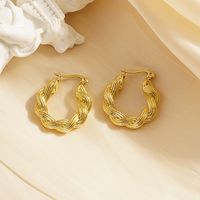 1 Pair Simple Style Commute Twist Plating 304 Stainless Steel 18K Gold Plated Earrings main image 5