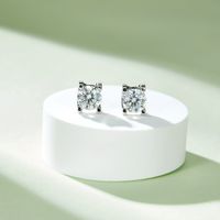 Simple Style Shiny Square Sterling Silver Gra Plating Inlay Moissanite Earrings Necklace main image 4