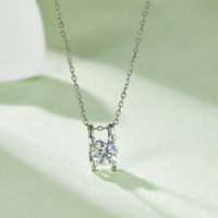 Simple Style Shiny Square Sterling Silver Gra Plating Inlay Moissanite Earrings Necklace main image 5