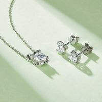 Simple Style Shiny Square Sterling Silver Gra Plating Inlay Moissanite Earrings Necklace main image 3