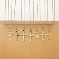 Classic Style Cross Stainless Steel Inlay Rhinestones Pendant Necklace main image 5