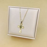 Classic Style Cross Stainless Steel Inlay Rhinestones Pendant Necklace main image 10