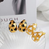 1 Pair Ig Style Exaggerated Water Droplets Heart Shape Epoxy Titanium Steel 18k Gold Plated Ear Studs main image 4