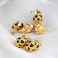 1 Pair Ig Style Exaggerated Water Droplets Heart Shape Epoxy Titanium Steel 18k Gold Plated Ear Studs main image 3