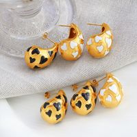 1 Pair Ig Style Exaggerated Water Droplets Heart Shape Epoxy Titanium Steel 18k Gold Plated Ear Studs main image 1
