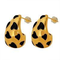 1 Pair Ig Style Exaggerated Water Droplets Heart Shape Epoxy Titanium Steel 18k Gold Plated Ear Studs main image 7