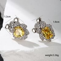 1 Pair Cute XUPING Bear Plating Inlay Copper Artificial Gemstones White Gold Plated Ear Studs main image 4