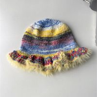 Women's Retro Bohemian Color Block Crochet Lace Wide Eaves Bucket Hat sku image 3