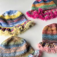 Women's Retro Bohemian Color Block Crochet Lace Wide Eaves Bucket Hat main image 9