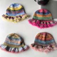 Women's Retro Bohemian Color Block Crochet Lace Wide Eaves Bucket Hat main image 1