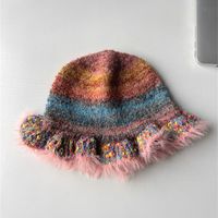 Women's Retro Bohemian Color Block Crochet Lace Wide Eaves Bucket Hat sku image 1