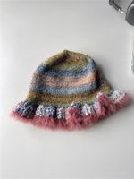 Women's Retro Bohemian Color Block Crochet Lace Wide Eaves Bucket Hat sku image 4