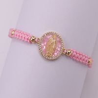 Retro Portrait Rope Copper Knitting Plating Inlay Shell Zircon 18k Gold Plated Women's Drawstring Bracelets sku image 3