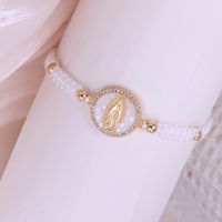 Retro Portrait Rope Copper Knitting Plating Inlay Shell Zircon 18k Gold Plated Women's Drawstring Bracelets main image 5