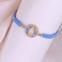 Retro Portrait Rope Copper Knitting Plating Inlay Shell Zircon 18k Gold Plated Women's Drawstring Bracelets sku image 4