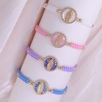 Retro Portrait Rope Copper Knitting Plating Inlay Shell Zircon 18k Gold Plated Women's Drawstring Bracelets main image 7