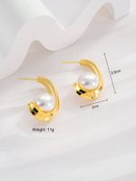 1 Pair Elegant Simple Style C Shape Geometric Plating Inlay Alloy Artificial Pearls Ear Studs sku image 2