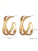 1 Paire Élégant Style Simple Forme C Géométrique Placage Incruster Alliage Perles Artificielles Boucles D'oreilles sku image 3