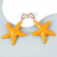 1 Pair Marine Style Beach Starfish Goldfish Enamel Plating Inlay Alloy Rhinestones Drop Earrings main image 5