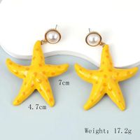 1 Pair Marine Style Beach Starfish Goldfish Enamel Plating Inlay Alloy Rhinestones Drop Earrings main image 3