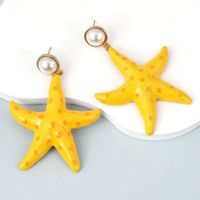 1 Pair Marine Style Beach Starfish Goldfish Enamel Plating Inlay Alloy Rhinestones Drop Earrings main image 7