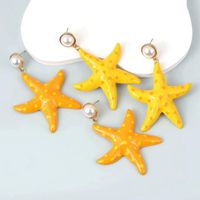 1 Pair Marine Style Beach Starfish Goldfish Enamel Plating Inlay Alloy Rhinestones Drop Earrings main image 6