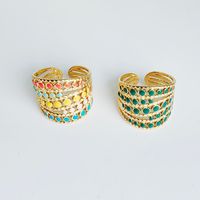 304 Stainless Steel Titanium Steel 18K Gold Plated Casual Simple Style Enamel Plating Round Dots Open Rings main image 1