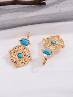 1 Pair Retro Ethnic Style Bohemian Geometric Round Plating Inlay Alloy Turquoise Drop Earrings main image 6